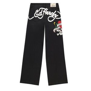 Womens Ed Hardy Black High-Rise Denim Jeans